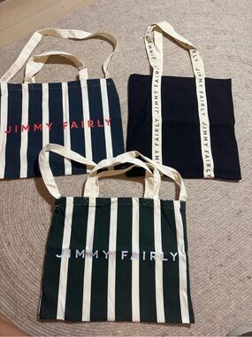 JIMMY FAIRLY Striped Canvas Tote Bag - Navy & Cream / Green & Cream